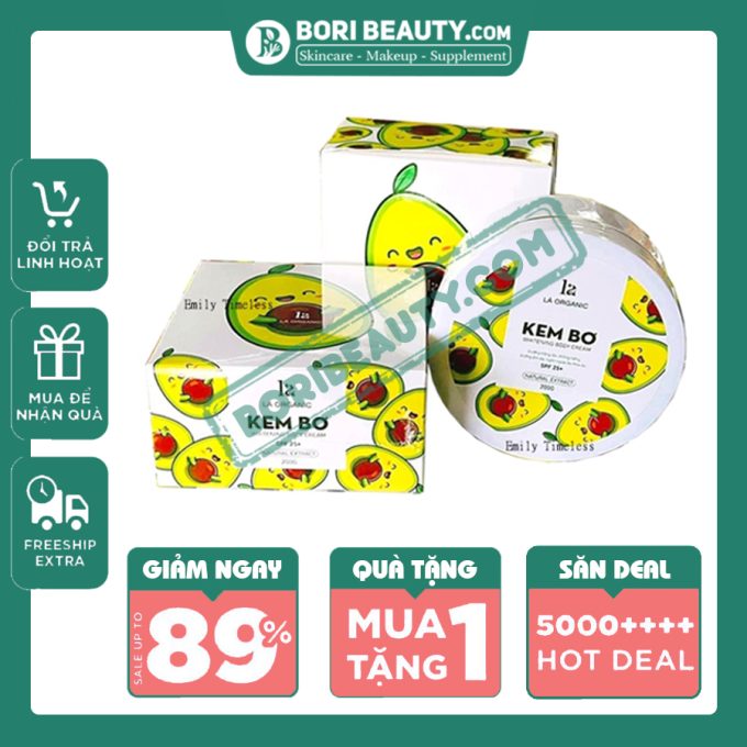 Kem Body Bơ Lá Organic 200g – Dưỡng Da Siêu Trắng Mịn – Hàng Chính Hãng