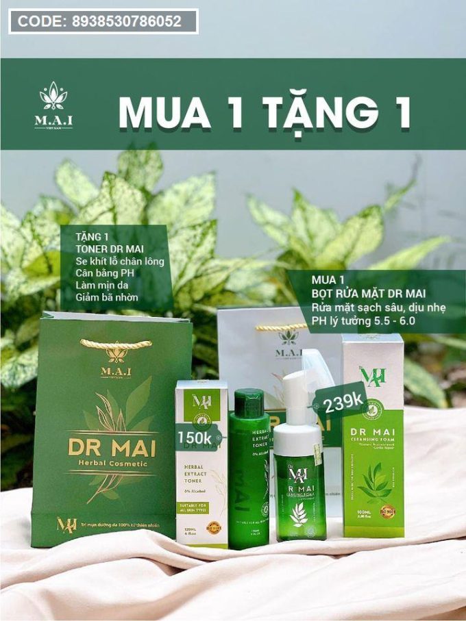 Sữa Rửa Mặt Dr Mai (Sữa Rửa Mặt Mai Thảo Mộc) 100ml – Tặng Kèm Chai Tẩy Trang