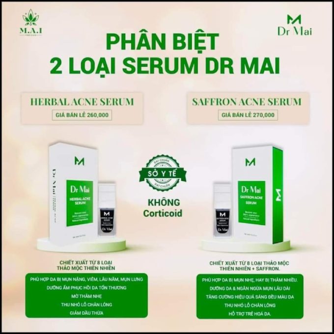 Dr Mai Trị Mụn Nguyên Chất và Dr Mai Mix Saffaron 6ml – Hàng Chính Hãng