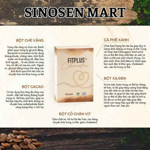Cà Phê Giảm Cân Sbody Fitplus Chocotox Mẫu Mới – Hộp 12 Gói – Hàng Chuẩn Chính Hãng