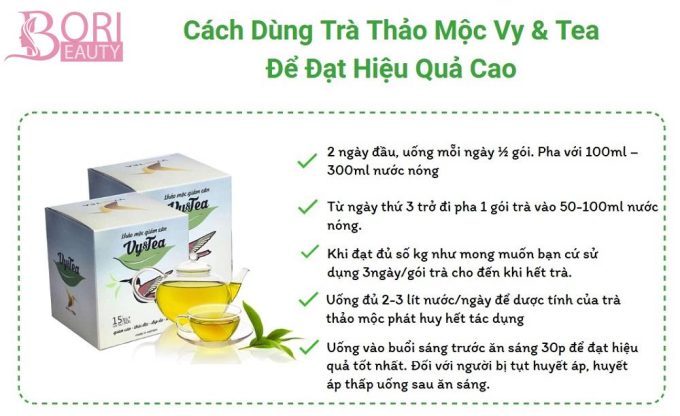 Cách sử dụng Giảm Cân Vy Tea