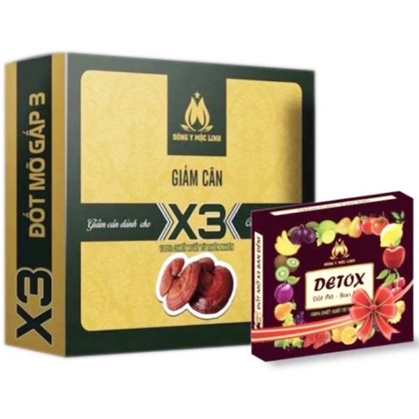 Giảm Cân X3 Đông Y Mộc Linh Chính Hãng – Hộp 30 Viên – Tặng Kèm Detox Giảm Mỡ