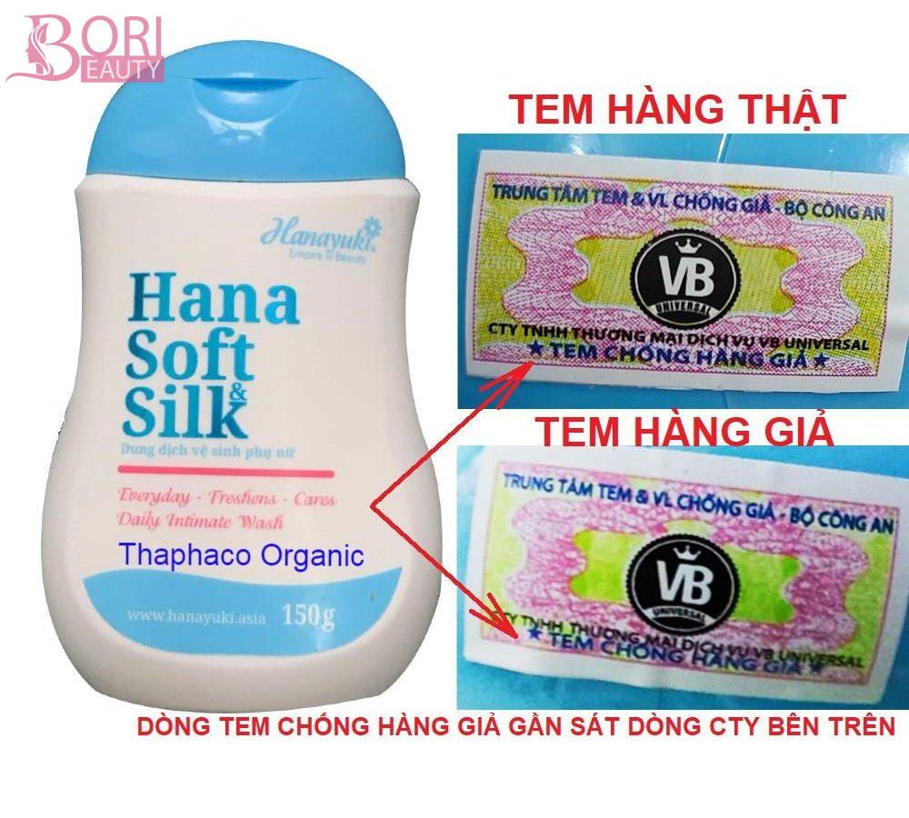 Tem chống hàng giả Dung Dịch Vệ Sinh Hana Soft & Silk