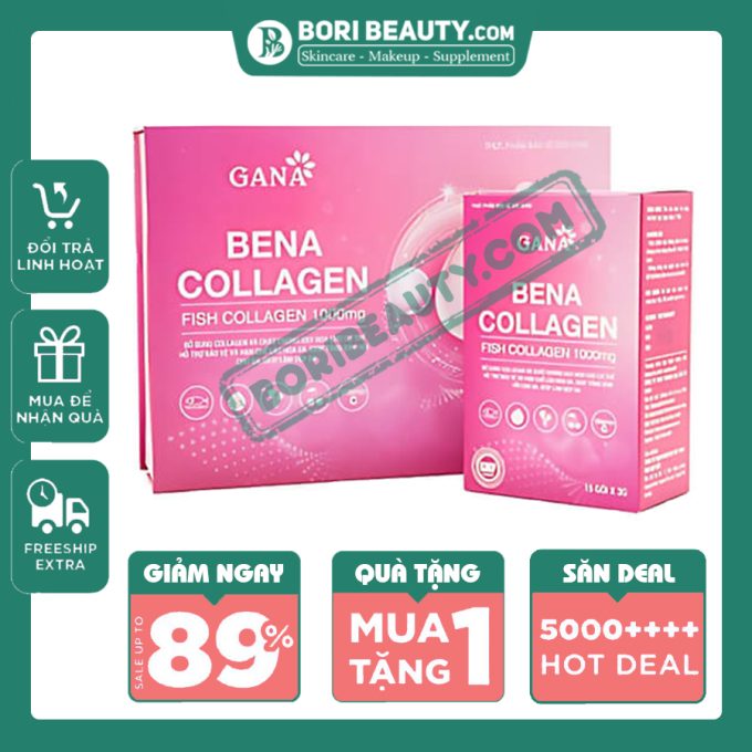 Bena Collagen – Bột Collagen Thủy Phân – Hộp 30 Gói – Trẻ Hóa Làn Da, Chống Lão Hóa