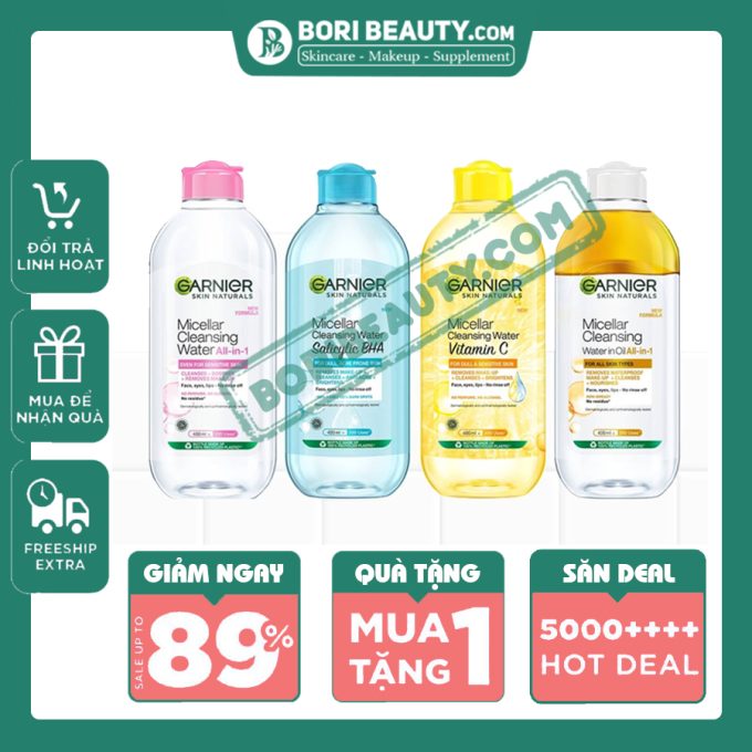 Nước Tẩy Trang Garnier 400ml – Dủ Các Loại Màu, Hàng Chuẩn Chính Hãng