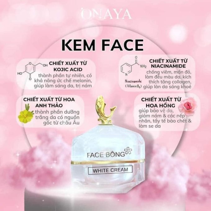 Kem Face Bông ONAYA Chính Hãng – Mua 1 Tặng 2 (Nước Tẩy Trang & Gel Tẩy Tế Bào Chết)