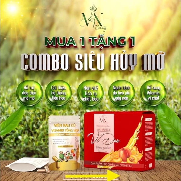 Trà Thảo Dược Vị Đào – Tặng Kèm Detox Thải Mỡ Rau Củ -Hộp 15 Gói Chính Hãng