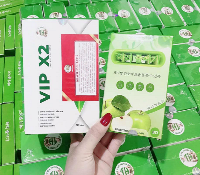 Giảm Cân Vip X2 Tiến Hạnh – Hộp 30 Viên – Tặng Kèm Detox Táo Xanh