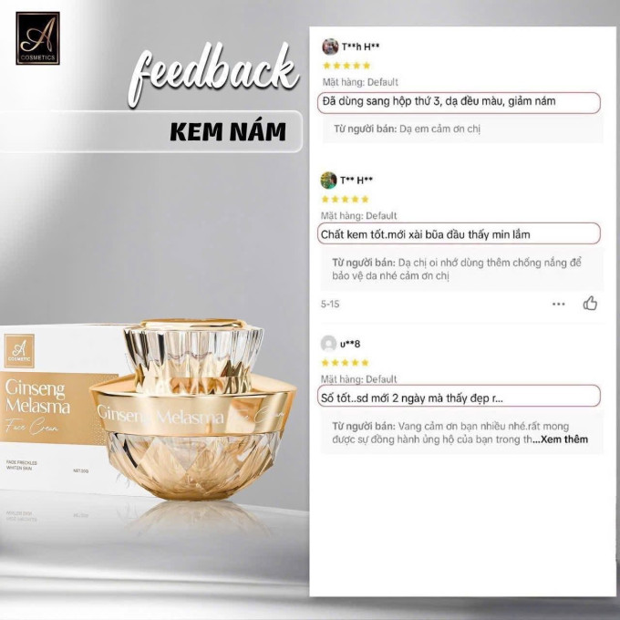 Kem Face Nám Nhân Sâm A Cosmetics – Giảm Nám, Tàn Nhang Hiệu Quả – Hàng Chuẩn Công Ty