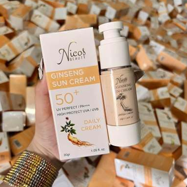 Kem Chống Nắng Nicos Thanh Nhi – Chống Nắng Vật Lý Rể Sâm Nicos SPF50++ – Hàng Chính Hãng