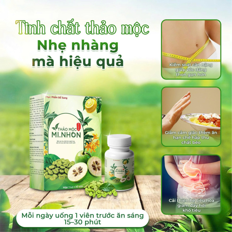 Thảo Mộc Giảm Cân Mi Nhon PLUS – Hộp 30 Viên – Hàng Chuẩn Chính Hãng