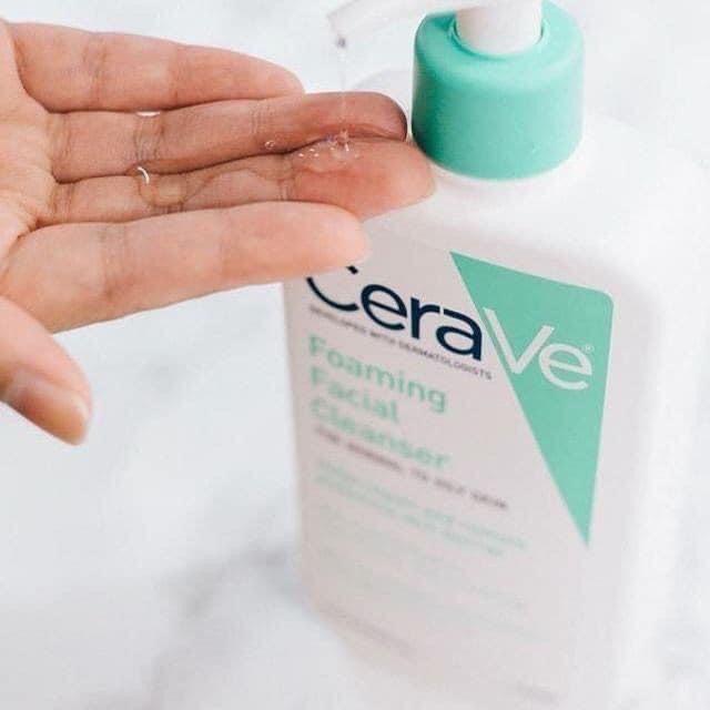 Sữa rửa mặt CeraVe Foaming Facial Cleanser - Màu xanh ngọc