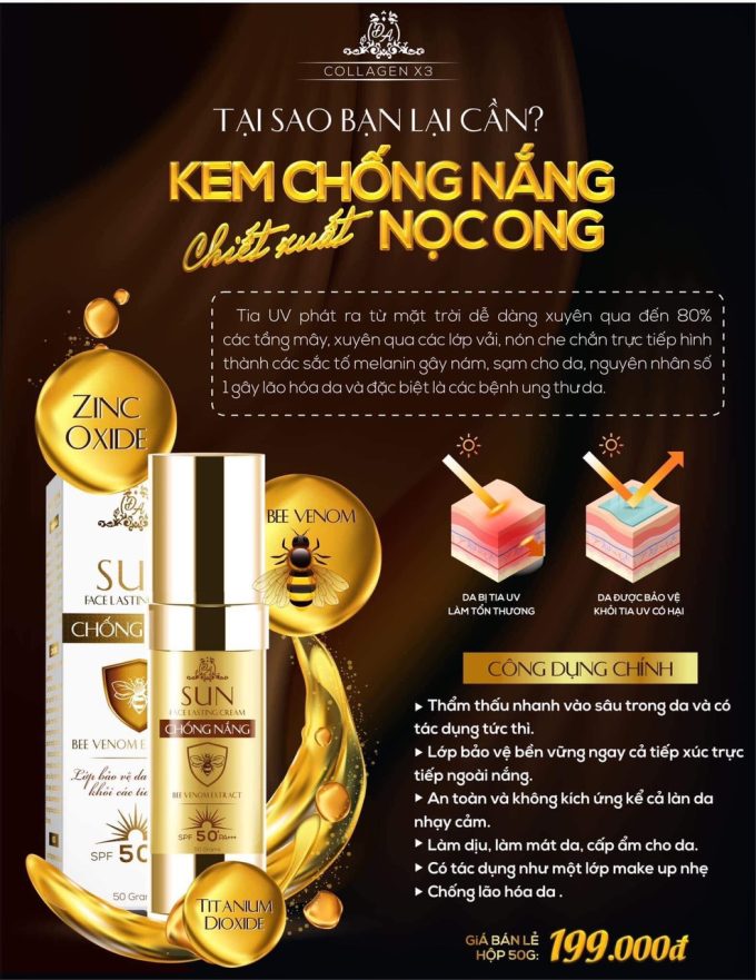 Chống Nắng Nọc Ong Collagen X3 không phải là kem trộn