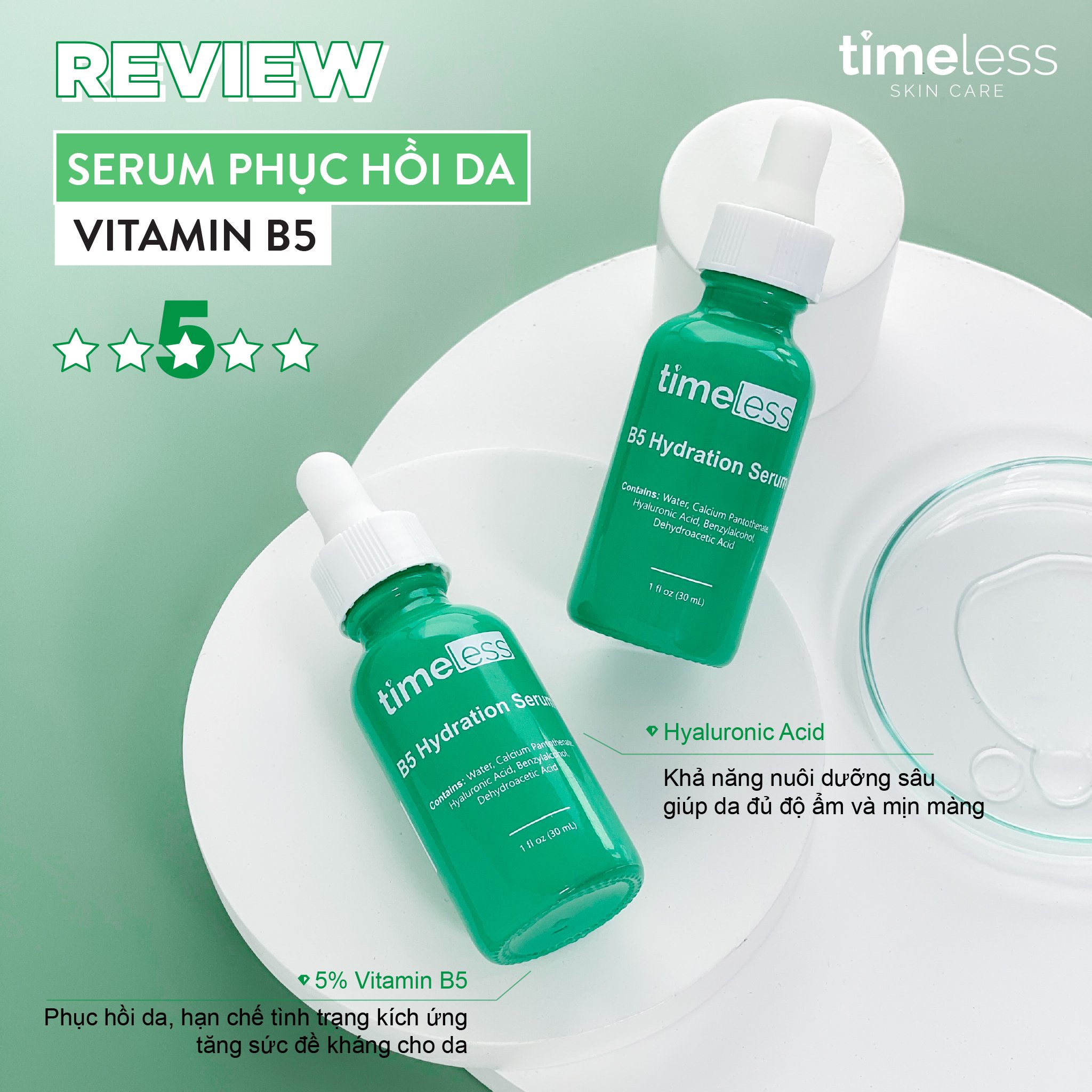 Serum Timeless Vitamin B5 Làm Dịu & Phục Hồi Da 30ml