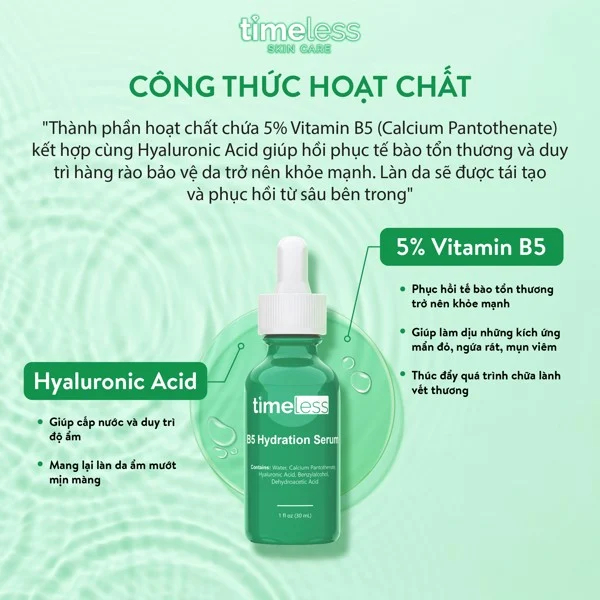 Serum Timeless Vitamin B5 Làm Dịu & Phục Hồi Da 30ml