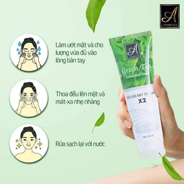 Sữa Rửa Mặt Trà Xanh X2 A Cosmetics 120ml – Sạch Da, Kiềm Dầu, Giảm Mụn