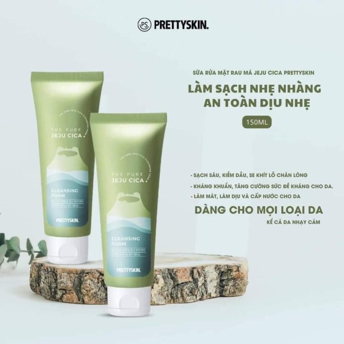 Sữa Rửa Mặt Jeju Cica Pretty Skin 150ml – Làm Sạch Sâu, Dưỡng Ẩm, Trắng Da