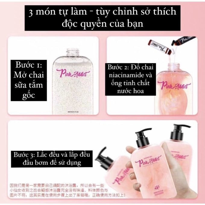 Hướng dẫn sử dụng Sữa Tắm Pink Addict