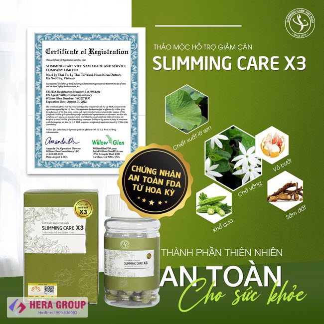 Giảm Cân Slimming Care X3 – Hộp 30 Viên – Tặng Kèm Detox – Hàng Chính Hãng