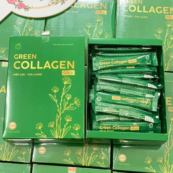 Diệp Lục Collagen Gold – Giảm Mụn Nám, Tàn Nhang – Hộp 30 Gói – Hàng Chính Hãng