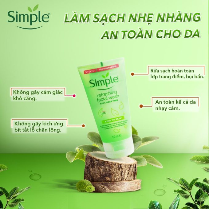 Sữa rửa mặt làm sạch nhẹ nhàng, an toàn cho da