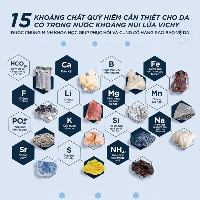 Sản phẩm bao gồm 15 khoáng chất quý hiếm như sắt, potassium, canxi, manganese, silicon,...