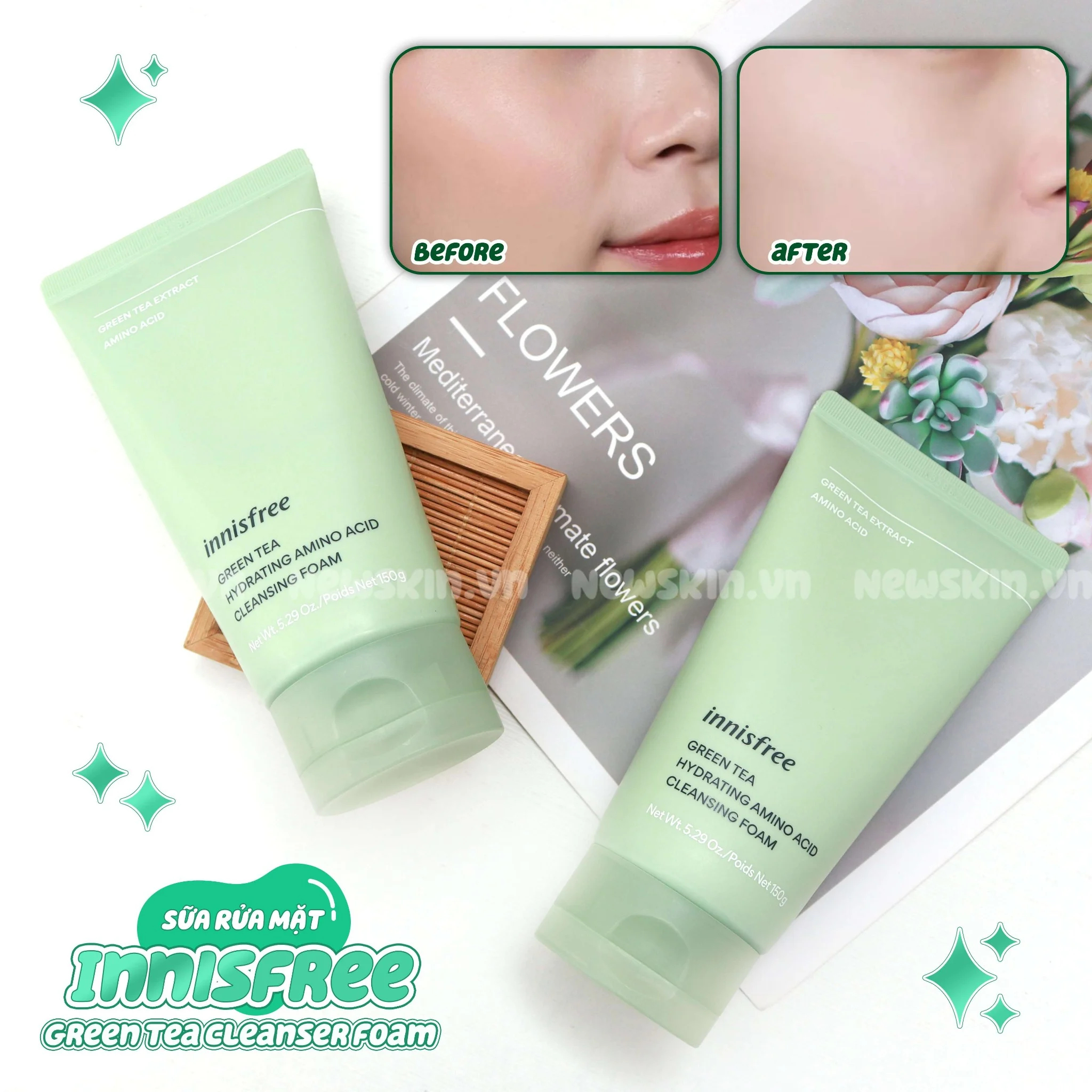 Sữa Rửa Mặt Innisfree Trà Xanh Green Tea Cleansing Foam 150g – Hàng Chính Hãng