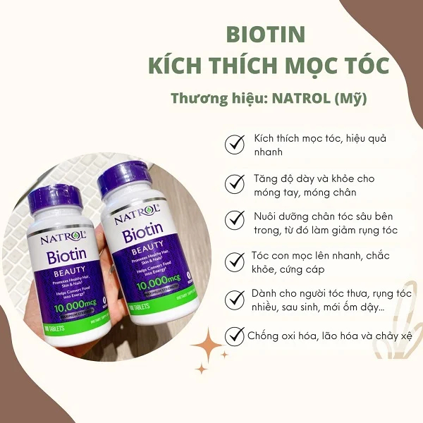 Viên Uống Hỗ Trợ Mọc Tóc Natrol Beauty Biotin 10000mcg Của Mỹ 100 Viên – Hàng Chính Hãng