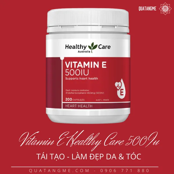 Vitamin E 500IU Healthy Care Hộp 200 Viên – Khỏe Dáng Đẹp Da