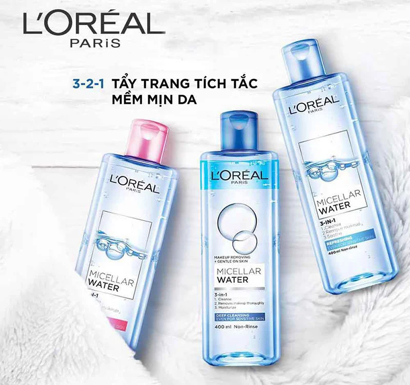 Nước Tẩy Trang Loreal 400ml – Làm Sạch Sâu Lớp Trang Điểm, Có Đủ 3 Loại