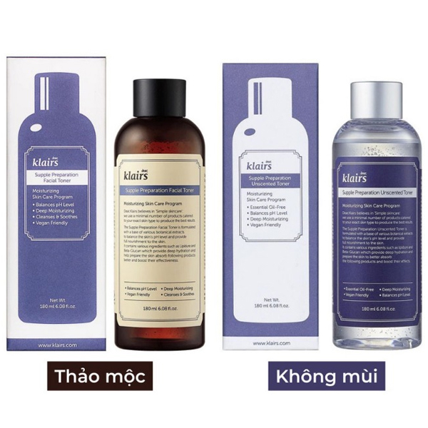 Nước Hoa Hồng Klairs 180ml – 2 Loại Có Mùi và Thảo Mộc – Hàng Chính Hãng