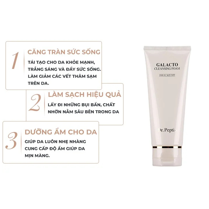 Sữa Rửa Mặt Dr Pepti Galacto Cleansing Foam 110ml – Hàng Chuẩn Chính Hãng