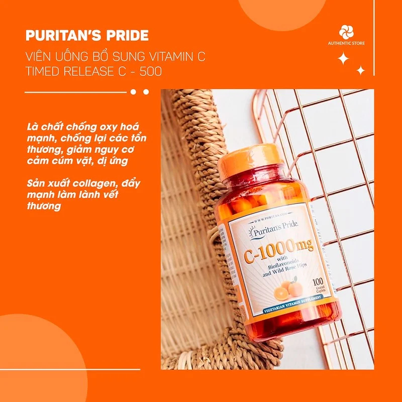 Hướng dẫn sử dụng Viên Uống Puritan's Pride Vitamin C