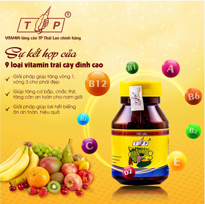 Vitamin Tăng Cân TP Thái Lan – Hộp 100 Viên, Chuẩn Thái Chính Hãng