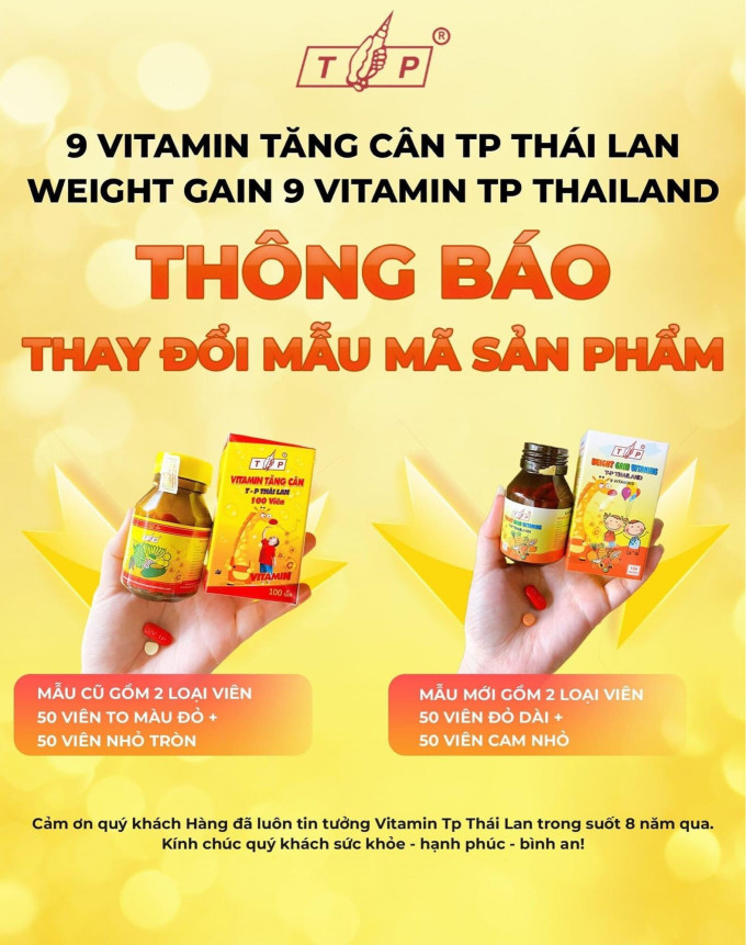 Vitamin Tăng Cân TP Thái Lan – Hộp 100 Viên, Chuẩn Thái Chính Hãng