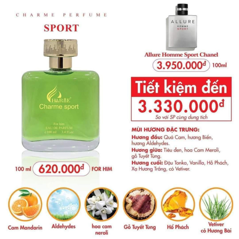 Nước Hoa Nam Charme Sport 100ml | Charme Perfume Chính Hãng