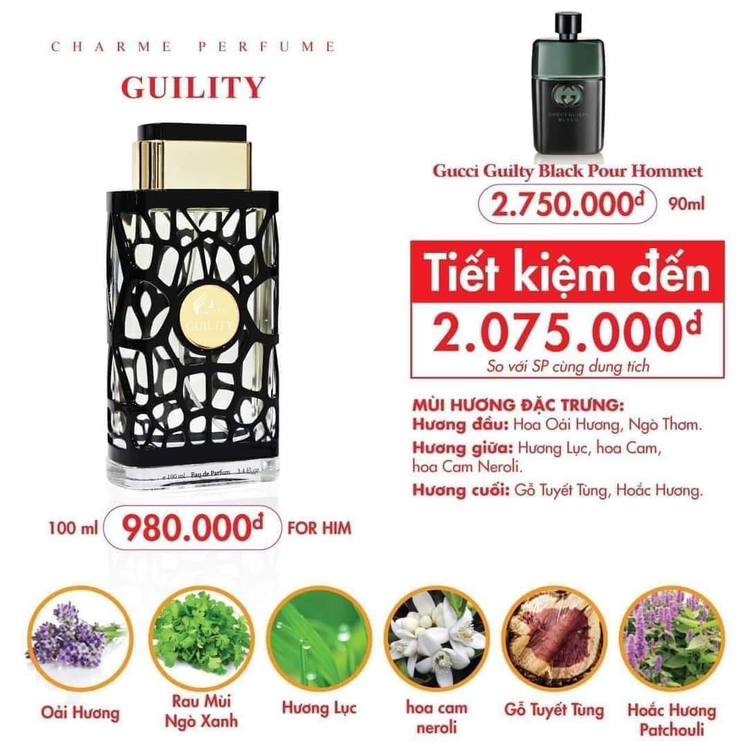 Nước Hoa Charme Guility 100ml Mẫu Mới – Charme Perfume Chính Hãng