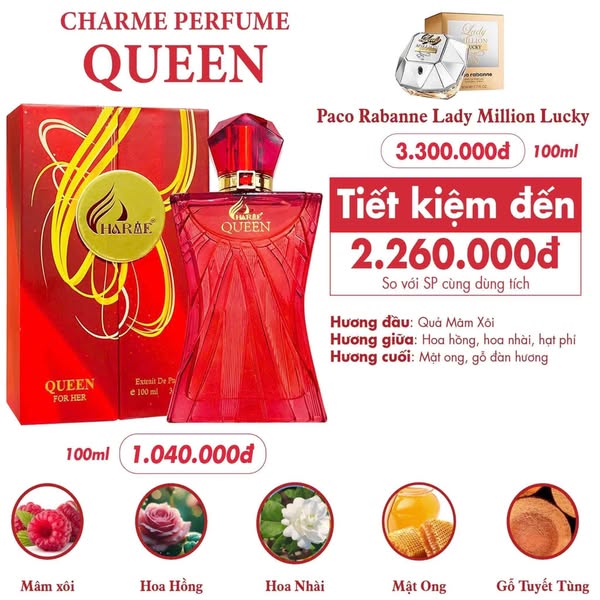 Nước Hoa Nữ Charme Queen 100ml Mẫu Mới – Charme Perfume Chính Hãng