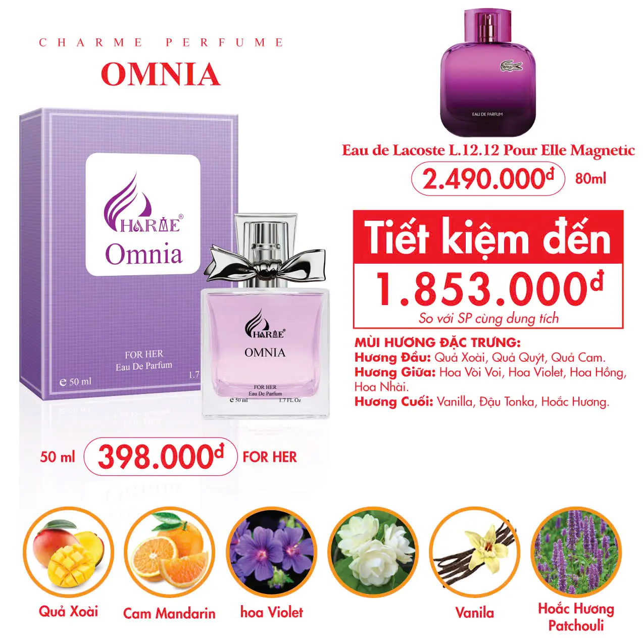 Nước Hoa Nữ Charme Omnia 50ml EDP | Charme Perfume Chính Hãng