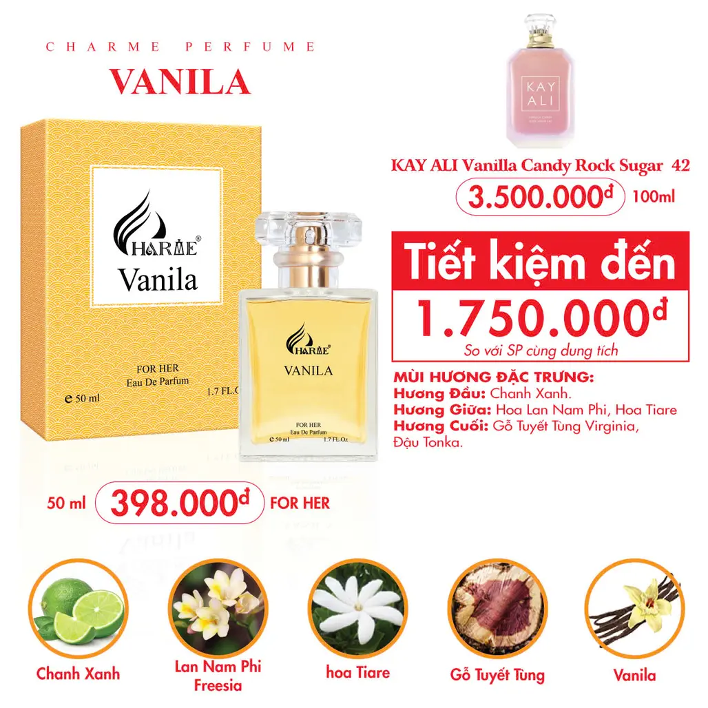 Nước Hoa Nữ Charme Vanila 50ml EDP | Charme Perfume Chính Hãng